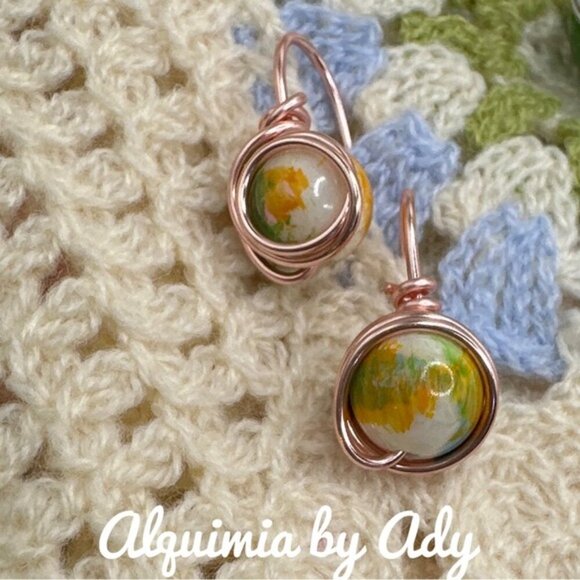Ceramic dainty colorful drop earrings - Picture 1 of 1